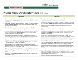 Practice Writing Work Sample Prompts – High School Narrative Expository
