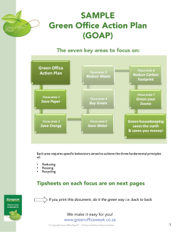 SAMPLE Green Office Action Plan (GOAP) The seven key areas to focus on:
