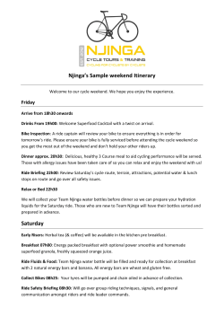 Njinga’s Sample weekend Itinerary Friday