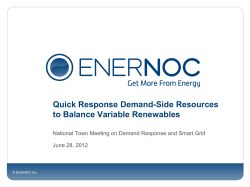Quick Response Demand-Side Resources to Balance Variable Renewables