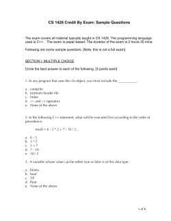 CS 1428 Credit By Exam: Sample Questions