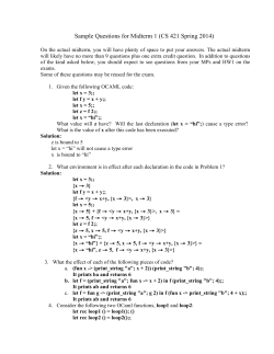 Sample Questions for Midterm 1 (CS 421 Spring 2014)
