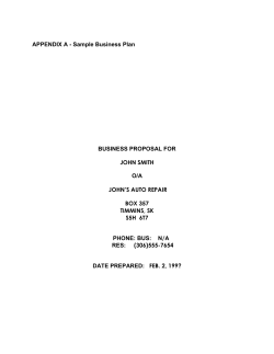 APPENDIX A - Sample Business Plan BUSINESS PROPOSAL FOR  JOHN SMITH