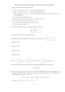 Math 63 Linear Algebra Sample Exam Questions