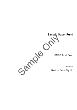 Only Sample Sample Super Fund SMSF Trust Deed