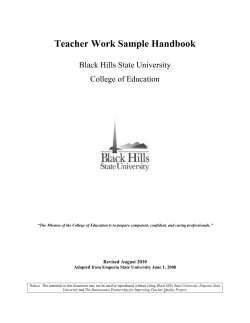 Teacher Work Sample Handbook  Black Hills State University College of Education