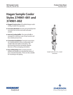 Hagan Sample Cooler Styles 374901-001 and 374901-002 Product Data Sheet