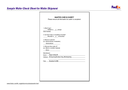 Sample Wafer Check Sheet for Wafer Shipment WAFER CHECK SHEET