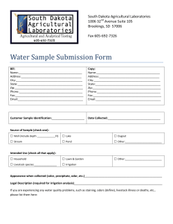 Water Sample Submission Form South Dakota Agricultural Laboratories 1006 32