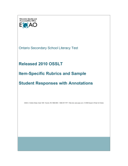 Released 2010 OSSLT  Item-Specific Rubrics and Sample Student Responses with Annotations