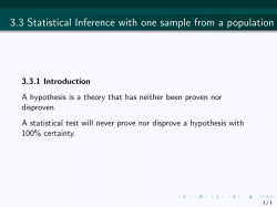 3.3 Statistical Inference with one sample from a population