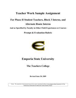Teacher Work Sample Assignment  Emporia State University