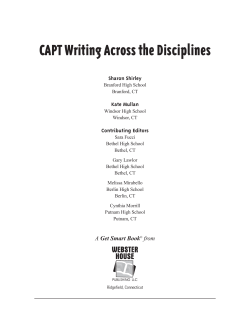 CAPT Writing Across the Disciplines Sharon Shirley Kate Mullan Contributing Editors