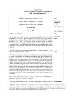 United States Sample Judgment from First Instance Court New York Supreme Court