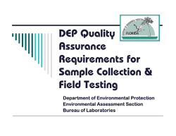 DEP Quality Assurance Requirements for Sample Collection &amp;