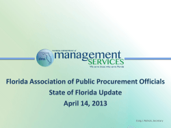Florida Association of Public Procurement Officials State of Florida Update