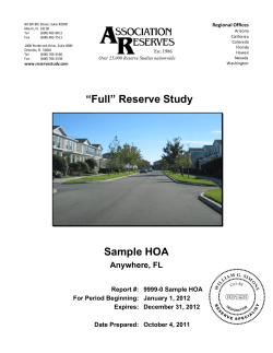 “Full” Reserve Study Sample HOA Anywhere, FL