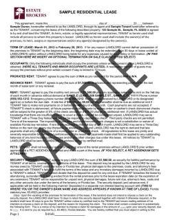 SAMPLE RESIDENTIAL LEASE