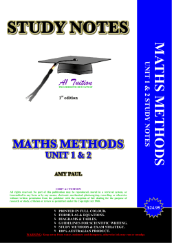 MA THS METHODS UNIT 1 &amp; 2 STUDY NOTES 1