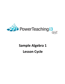 Sample Algebra 1 Lesson Cycle