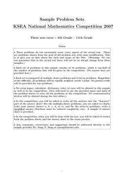 Sample Problem Sets KSEA National Mathematics Competition 2007 Notes