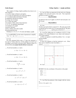 Galen Kaspar College Algebra — sample problems