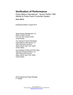 Verification of Performance – Sensor Perfect 1000 Power Metrics International