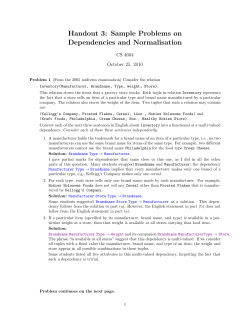 Handout 3: Sample Problems on Dependencies and Normalisation CS 4604 October 25, 2010