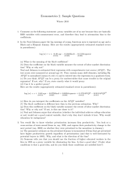 Econometrics 2. Sample Questions