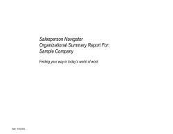 Salesperson Navigator Organizational Summary Report For: Sample Company
