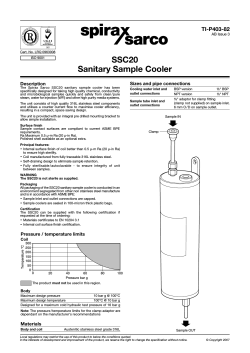 SSC20 Sanitary Sample Cooler TI-P403-82 Sizes and pipe connections
