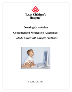 Nursing Orientation Computerized Medication Assessment  Study Guide with Sample Problems