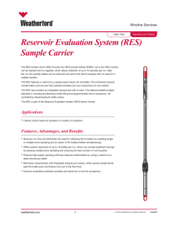 Reservoir Evaluation System (RES) Sample Carrier Wireline Services