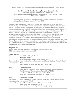 Sample Syllabus for Lower-Division Undergraduate Course in Media and Cultural... | #popstudies