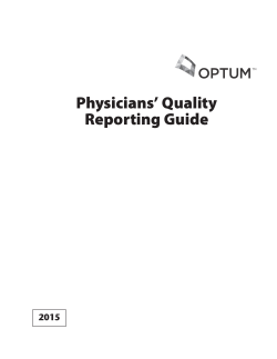 Physicians’ Quality Reporting Guide 2015