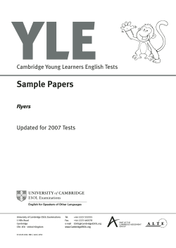 YLE Sample Papers Cambridge Young Learners English Tests Updated for 2007 Tests