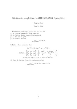 Solutions to sample final, MATH 2A03/2X03, Spring 2014 Ruipeng Shen