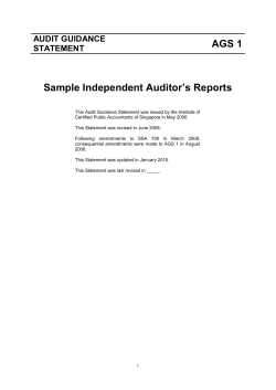 AGS 1 Sample Independent Auditor’s Reports AUDIT GUIDANCE STATEMENT