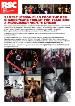 Sample leSSon plan from The rSC ShakeSpeare ToolkiT for TeaCherS: