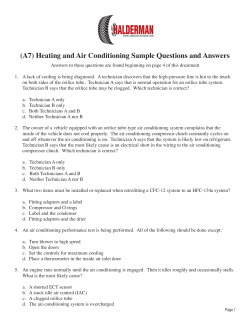 (A7) Heating and Air Conditioning Sample Questions and Answers
