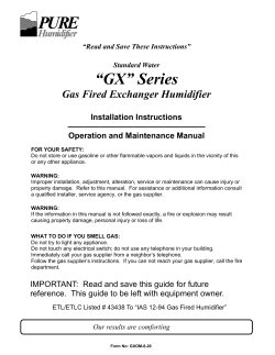 “GX” Series Gas Fired Exchanger Humidifier  Installation Instructions