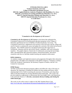 INTEGRATED SYLLABUS Northern Kentucky University College of Education and Human Services