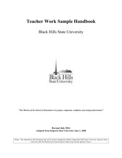 Teacher Work Sample Handbook  Black Hills State University