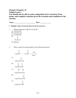 Organic Chemistry II Sample Exam 3