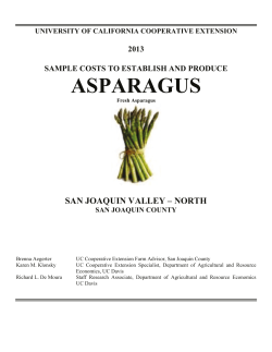ASPARAGUS SAN JOAQUIN VALLEY – NORTH 2013 SAMPLE COSTS TO ESTABLISH AND PRODUCE