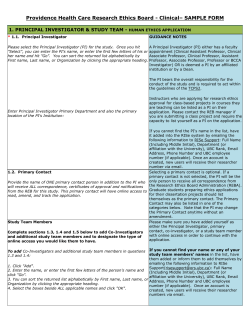 Providence Health Care Research Ethics Board - Clinical– SAMPLE FORM