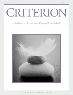 C RITERION A Publication of  the University of Chicago Divinity School