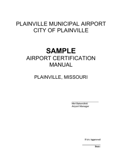 SAMPLE PLAINVILLE MUNICIPAL AIRPORT CITY OF PLAINVILLE AIRPORT CERTIFICATION