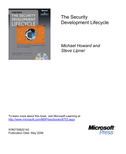 The Security Development Lifecycle  Michael Howard and