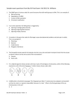 Sample exam questions from Bio 93 Final Exam: Fall 2012...